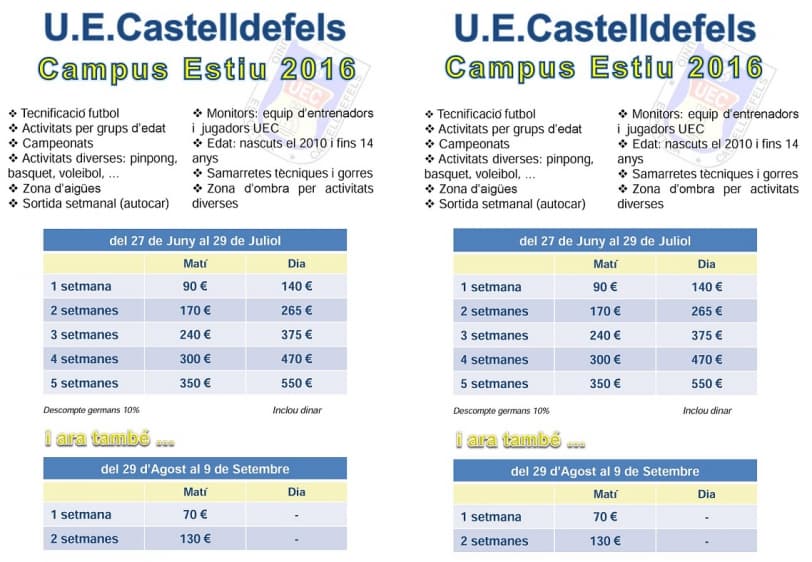 CAMPUS VERANO UE CASTELLDEFELS 2016